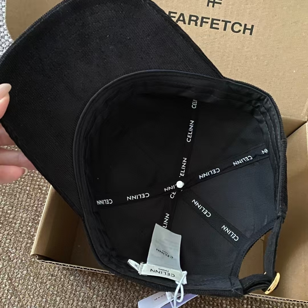 Celine Triomphe Corduroy Baseball Cap in Black - Picture 3 of 5